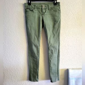 Delia’s Britt Low Rise Skinny Green Jeans Sz 1/2